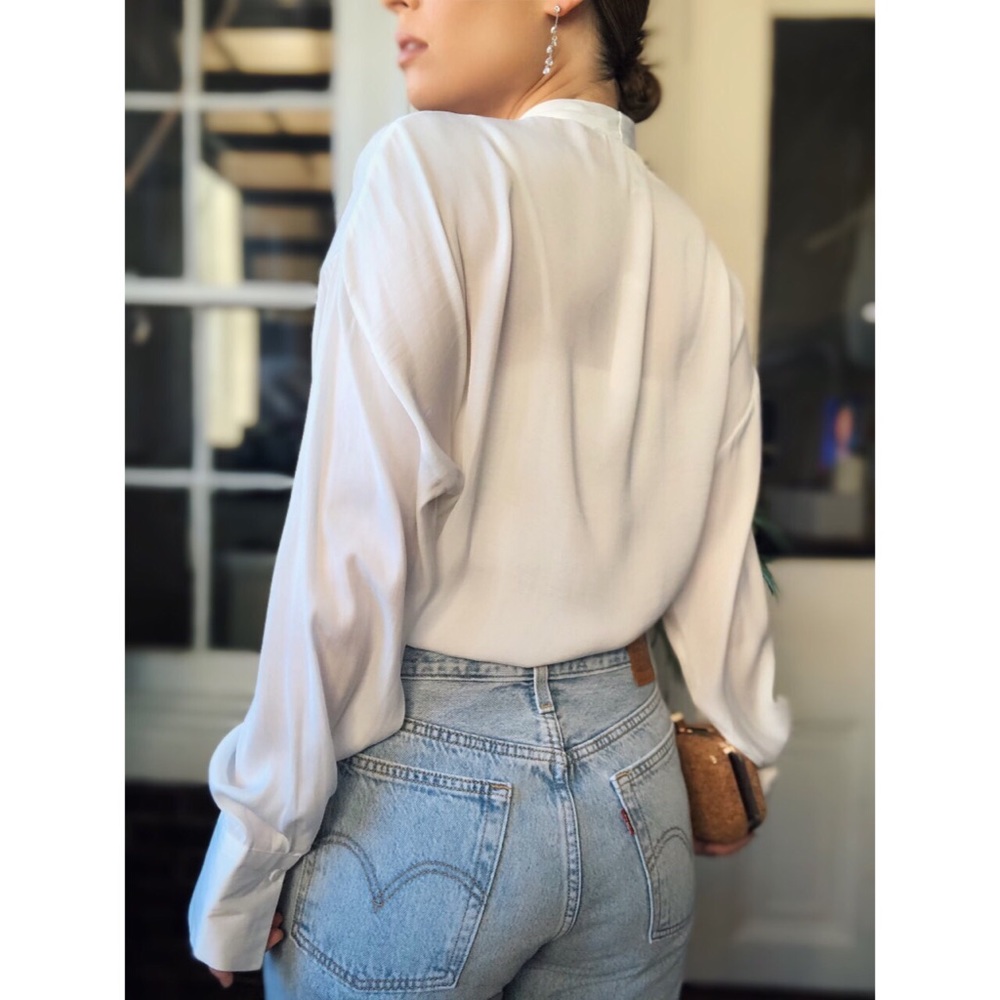 Last 1✨KLY Tie Front Blouse Top - White - Picture 7 of 8